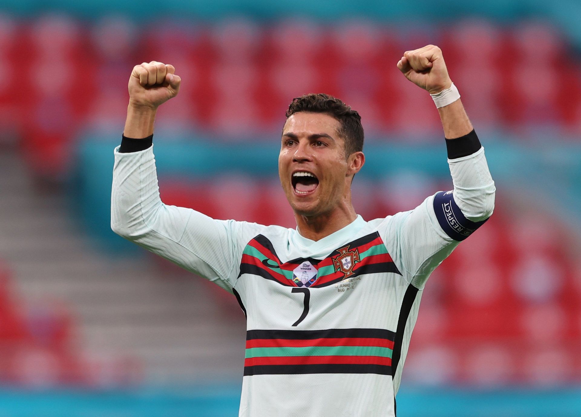 Soccer Football - Euro 2020 - Group F - Hungary v Portugal - Puskas Arena, Budapest, Hungary - June 15, 2021 Portugal's Cristiano Ronaldo celebrates scoring their third goal Soccer Football - Euro 2020 - Group F - Hungary v Portugal - Puskas Arena, Budapest, Hungary - June 15, 2021 Portugal's Cristiano Ronaldo celebrates scoring their third goal - Sputnik International, 1920, 23.02.2022