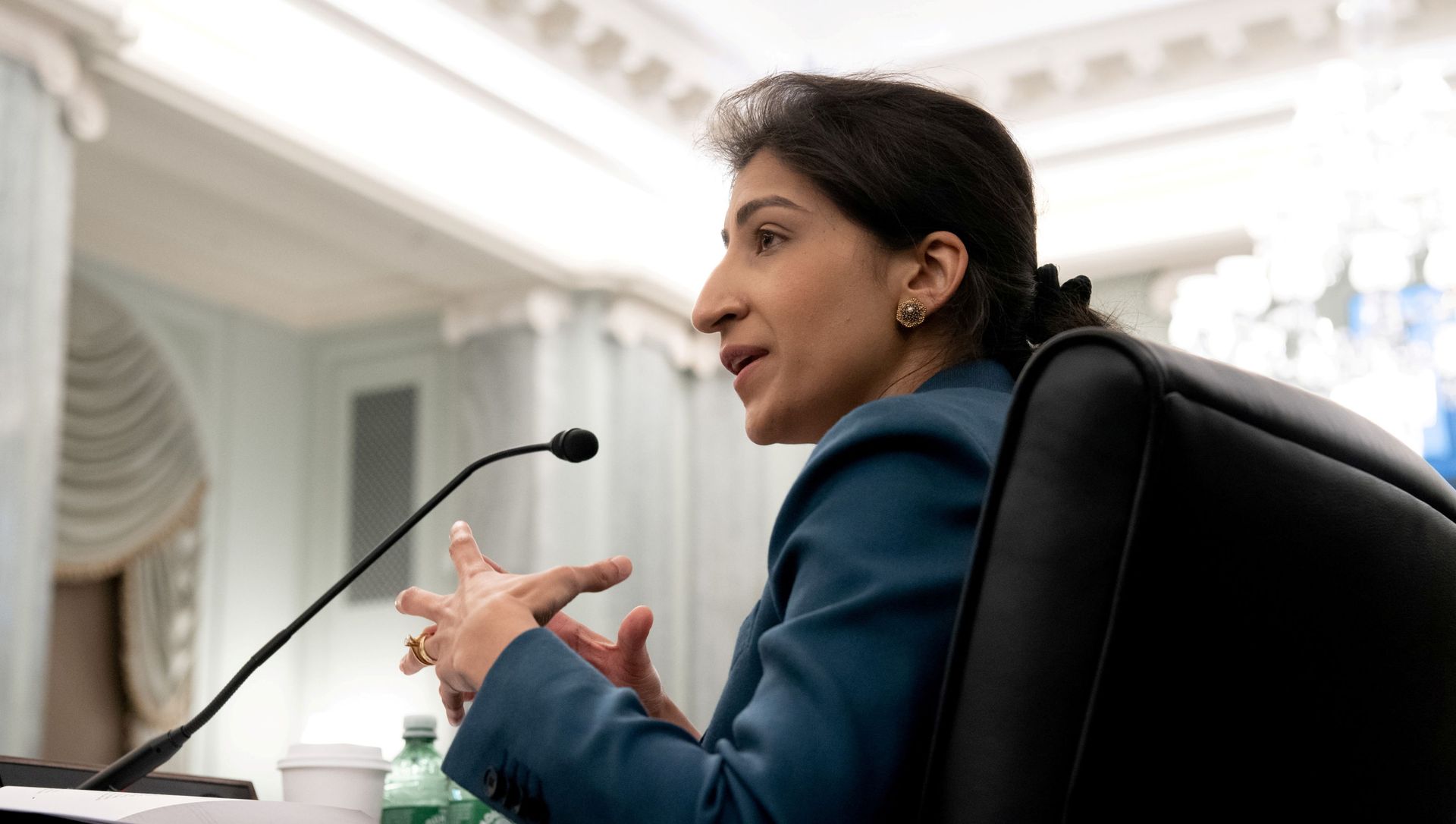 Lina Khan, then-nominee for Commissioner of the Federal Trade Commission (FTC), testifies during a Senate Committee on Commerce, Science, and Transportation confirmation hearing on Capitol Hill in Washington, DC, U.S. April 21, 2021 Lina Khan, then-nominee for Commissioner of the Federal Trade Commission (FTC), testifies during a Senate Committee on Commerce, Science, and Transportation confirmation hearing on Capitol Hill in Washington, DC, U.S. April 21, 2021 - Sputnik International, 1920, 15.06.2021