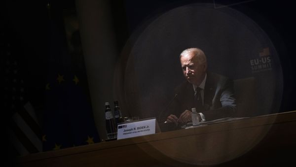 U.S. President Joe Biden listens to comments during the EU-US summit at the European Council building in Brussels, Tuesday, June 15, 2021. - Sputnik International