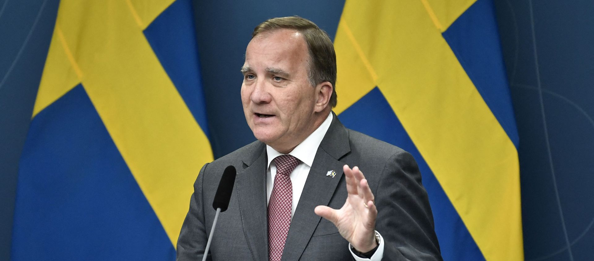 Sweden's Prime Minister Stefan Lofven speaks on June 17, 2021 during a press conference at Rosenbad in Stockholm after the Sweden Democrats' request for a vote on a motion of censure. Sweden's Prime Minister Stefan Lofven speaks on June 17, 2021 during a press conference at Rosenbad in Stockholm after the Sweden Democrats' request for a vote on a motion of censure. - Sputnik International, 1920, 18.06.2021
