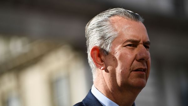 Leader of the Democratic Unionist Party (DUP) Edwin Poots attends a news conference before a meeting with Ireland's Prime Minister (Taoiseach) Micheal Martin in Dublin, Ireland June 3, 2021 - Sputnik International