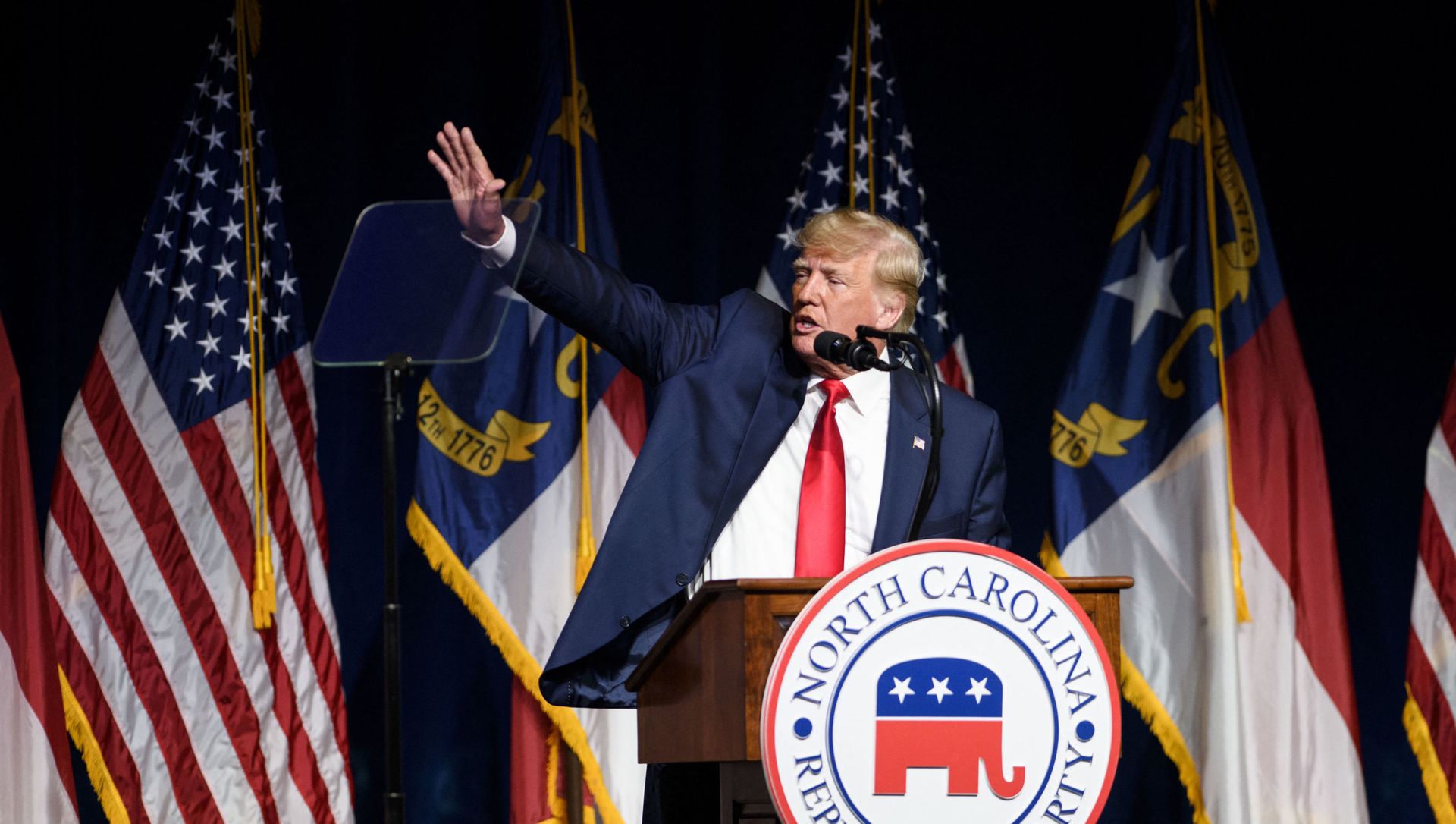 Former U.S. President Donald Trump addresses the NCGOP state convention on June 5, 2021 in Greenville, North Carolina. The event is one of former U.S. President Donald Trump's first high-profile public appearances since leaving the White House in January. Former U.S. President Donald Trump addresses the NCGOP state convention on June 5, 2021 in Greenville, North Carolina. The event is one of former U.S. President Donald Trump's first high-profile public appearances since leaving the White House in January. - Sputnik International, 1920, 18.06.2021