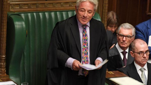 UK Parliament Speaker John Bercow smiling while speaking in the House of Commons in London on October 21, 2019 - Sputnik International