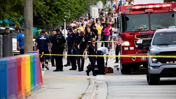 Police and firefighters respond after a truck drove into a crowd of people during The Stonewall Pride Parade and Street Festival in Wilton Manors, Florida, U.S. June 19, 2021 - Sputnik International