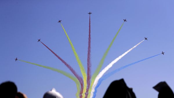 In this Wednesday, Nov. 7, 2018, file photo, China's K-8 aircrafts from the Aerobatic Team Hongying, meaning Red Eagle, of Chinese PLA's (People's Liberation Army) Air Force perform during the 12th China International Aviation and Aerospace Exhibition, also known as Airshow China 2018, in Zhuhai city, south China's Guangdong province. - Sputnik International