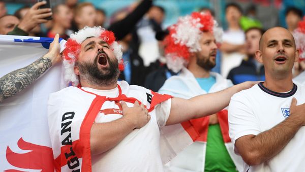 Soccer Football - Euro 2020 - Group D - Czech Republic v England - Wembley Stadium, London, Britain - 22 June 2021 England fans in the stands before the match  - Sputnik International