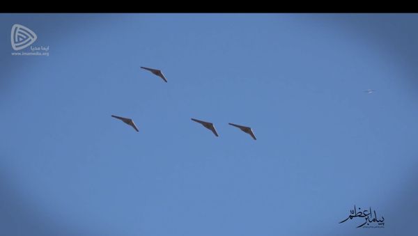 In this photo released Friday, Jan. 15, 2021, by the Imamedia, shows drones flying during a drill. - Sputnik International
