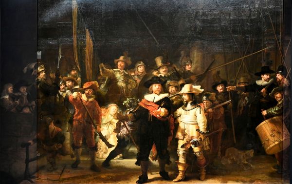 Rembrandt's famed Night Watch is seen back on display for the first time in 300 years, in what researchers say is its original size, with missing parts temporarily restored in an exhibition aided by artificial intelligence at Rijksmuseum in Amsterdam, Netherlands June 23, 2021. Rembrandt's famed Night Watch is seen back on display for the first time in 300 years, in what researchers say is its original size, with missing parts temporarily restored in an exhibition aided by artificial intelligence at Rijksmuseum in Amsterdam, Netherlands June 23, 2021. - Sputnik International