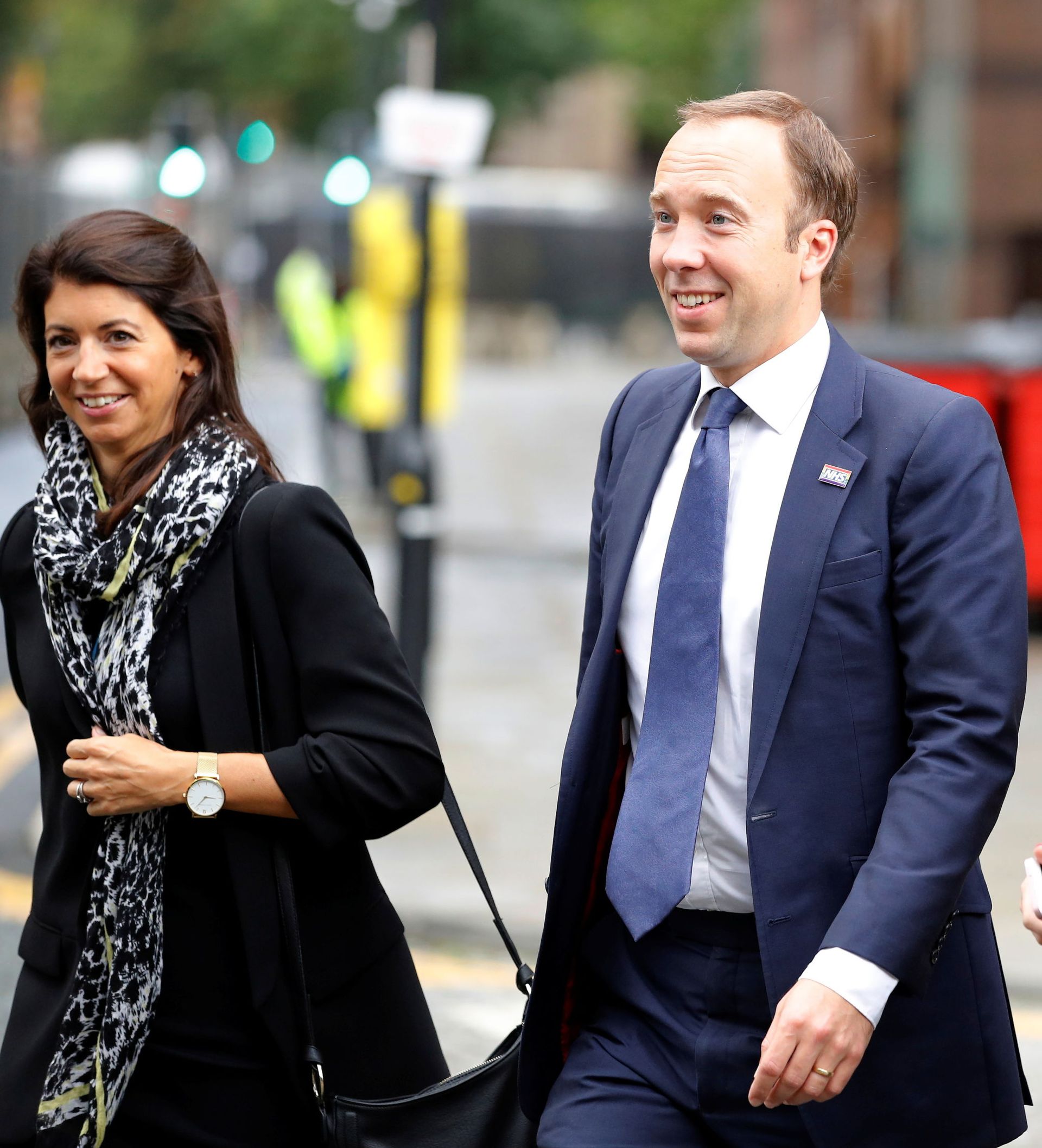 Britain's Secretary of State for Health Matt Hancock walks with his aide Gina Coladangelo outside the venue for the Conservative Party annual conference in Manchester, Britain, September 30, 2019. Picture taken September 30, 2019 Britain's Secretary of State for Health Matt Hancock walks with his aide Gina Coladangelo outside the venue for the Conservative Party annual conference in Manchester, Britain, September 30, 2019. Picture taken September 30, 2019 - Sputnik International, 1920, 07.09.2021