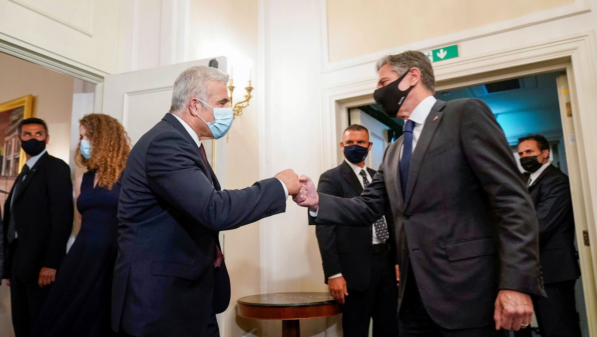 U.S. Secretary of State Antony Blinken greets Israeli Foreign Minister Yair Lapid during their meeting in Rome, Italy, June 27, 2021. U.S. Secretary of State Antony Blinken greets Israeli Foreign Minister Yair Lapid during their meeting in Rome, Italy, June 27, 2021. - Sputnik International, 1920, 27.06.2021