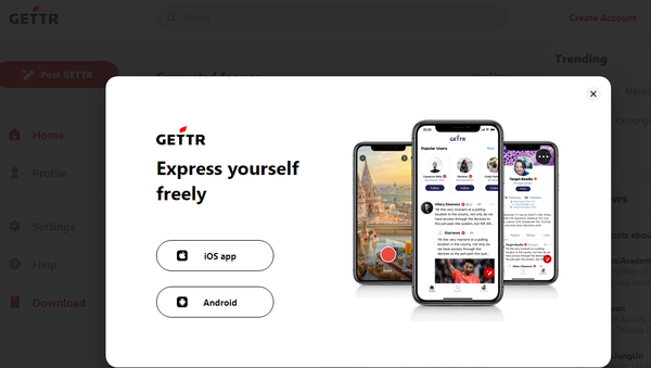 Screenshot from the Gettr social media platform website - Sputnik International