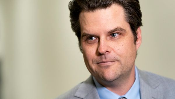 U.S. Rep. Matt Gaetz (R-FL) looks on as he speaks to the media while former White House counsel Don McGahn appears before the House Judiciary Committee on Capitol Hill in Washington, U.S., June 4, 2021 - Sputnik International