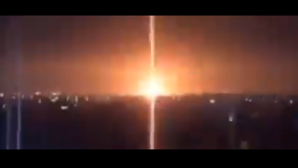 Screenshot from a video allegedly showing the Israeli Defense Forces (IDF) conducting airstrikes against military sites in the Gaza Strip - Sputnik International