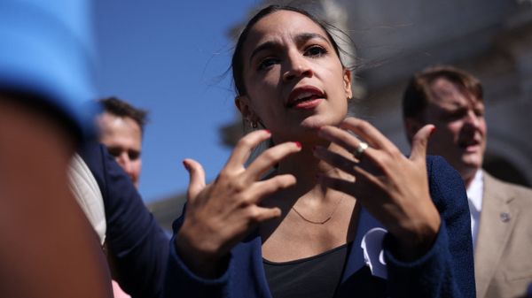 Rep. Alexandria Ocasio-Cortez (D-NY) speaks during an event outside Union Station June 16, 2021 in Washington, DC. Ocasio-Cortez, joined by Rep. Seth Moulton (D-NY) and Sen. Kirsten Gillibrand (D-NY), called for increased federal funding for high speed-rail in the infrastructure package being discussed on Capitol Hill. - Sputnik International