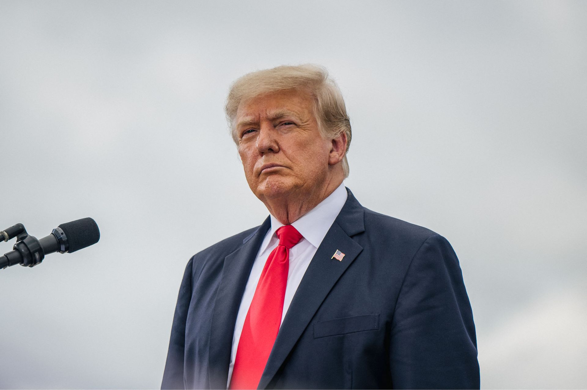 Former President Donald Trump looks on before speaking during a tour to an unfinished section of the border wall on June 30, 2021 in Pharr, Texas. Gov. Abbott has pledged to build a state-funded border wall between Texas and Mexico as a surge of mostly Central American immigrants crossing into the United States has challenged U.S. immigration agencies. So far in 2021, U.S. Border Patrol agents have apprehended more than 900,000 immigrants crossing into the United States on the southern border. Former President Donald Trump looks on before speaking during a tour to an unfinished section of the border wall on June 30, 2021 in Pharr, Texas. Gov. Abbott has pledged to build a state-funded border wall between Texas and Mexico as a surge of mostly Central American immigrants crossing into the United States has challenged U.S. immigration agencies. So far in 2021, U.S. Border Patrol agents have apprehended more than 900,000 immigrants crossing into the United States on the southern border. - Sputnik International, 1920, 07.09.2021