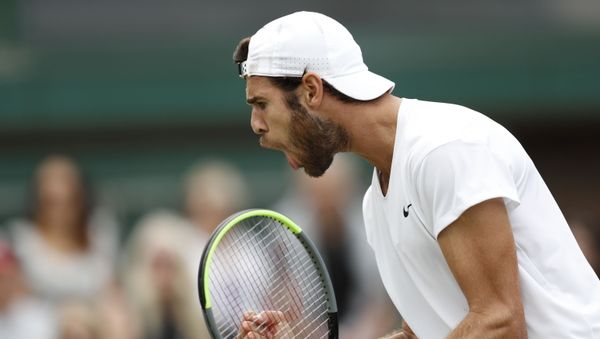Russia's Karen Khachanov celebrates winning a point during the men's singles fourth round match against Sebastian Korda of the US - Sputnik International