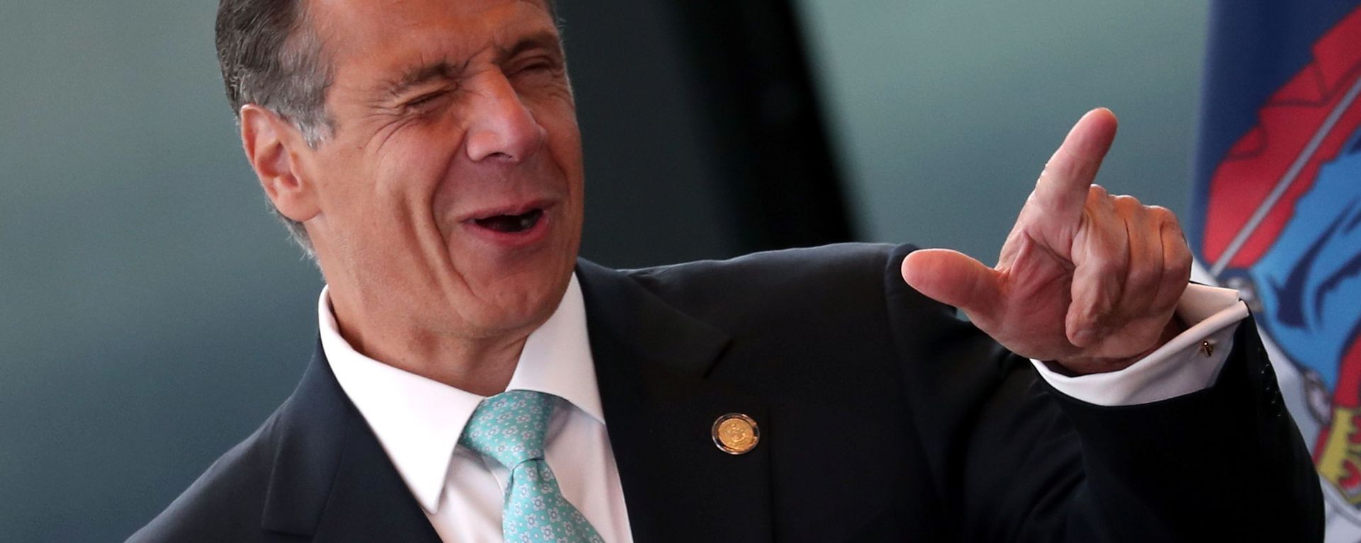 New York Governor Andrew Cuomo winks while speaking from the One World Trade Center Tower while making an announcement in New York City, New York, U.S., June 15, 2021. New York Governor Andrew Cuomo winks while speaking from the One World Trade Center Tower while making an announcement in New York City, New York, U.S., June 15, 2021. - Sputnik International, 1920, 16.11.2021