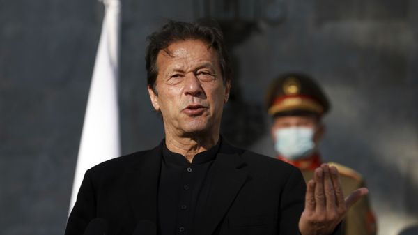 FILE - In this Nov. 19, 2020 file photo, Pakistan Prime Minister Imran Khan speaks during a joint news conference with Afghan President Ashraf Ghani at the Presidential Palace in Kabul, Afghanistan. Pakistani rights groups are criticizing Khan after he claimed in an online show on Sunday, April 4, 2021 - Sputnik International