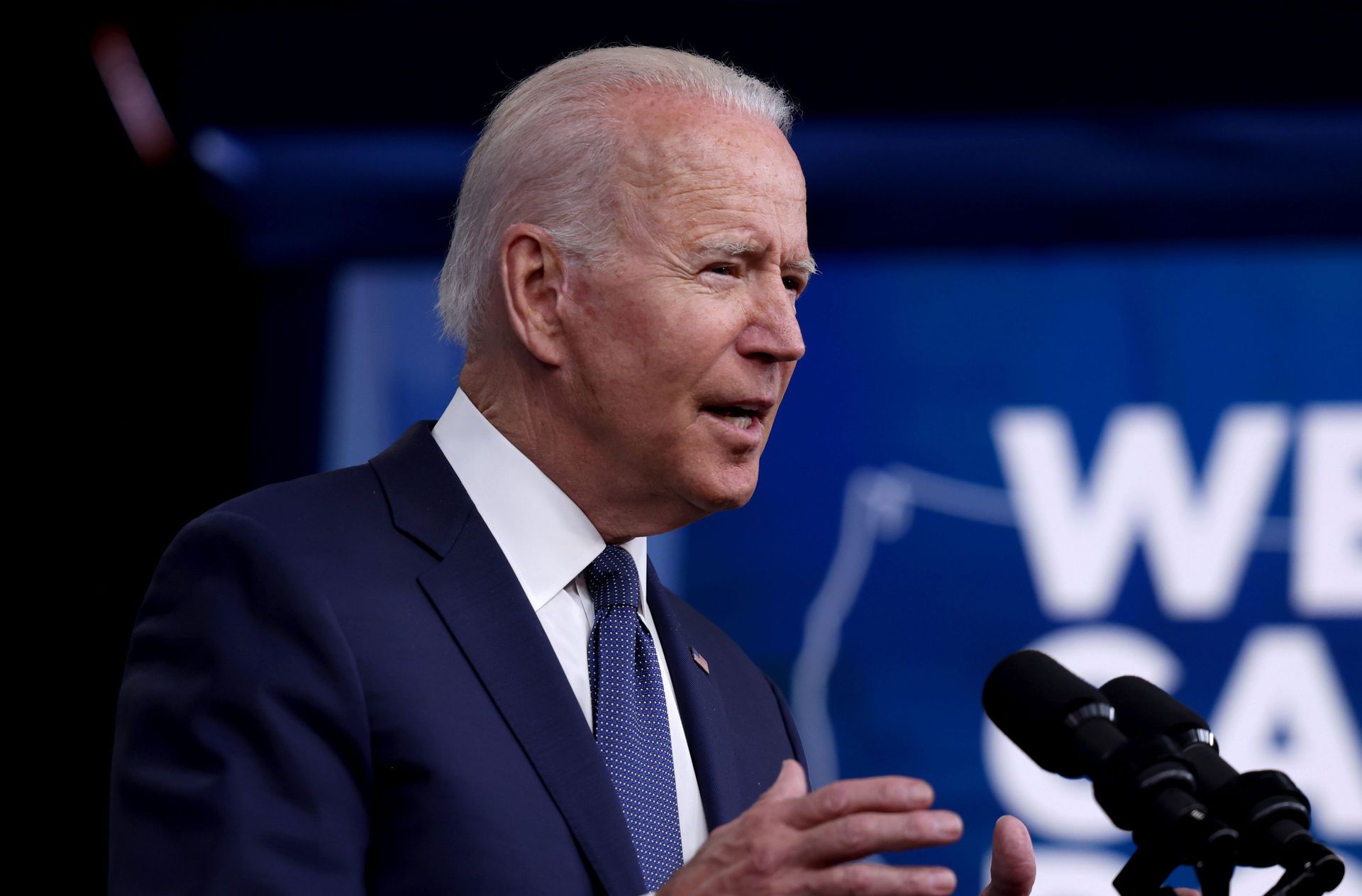 U.S. President Joe Biden delivers remarks on the administration's coronavirus disease (COVID-19) response and the vaccination program from the Eisenhower Executive Office Building's South Court Auditorium at the White House in Washington U.S., July 6, 2021.  - Sputnik International, 1920, 07.09.2021