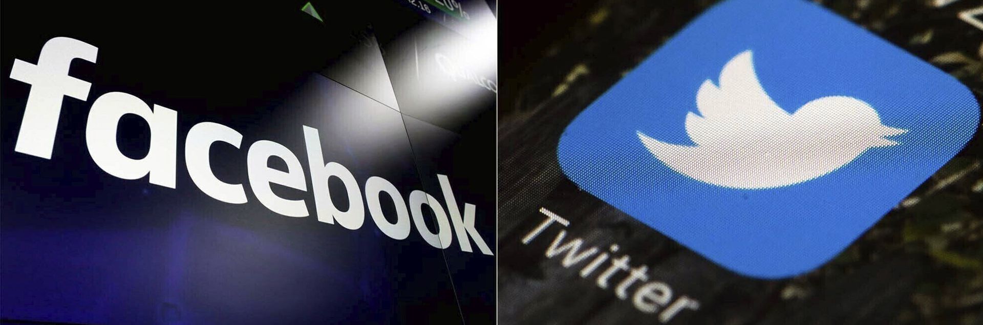 This combination of photos shows logos for social media platforms Facebook and Twitter. Shares of social media and other tech companies slid Monday, Jan. 11, 2021 amid fallout the siege on the U.S. Capitol by supporters of President Donald Trump's supporters. (AP Photo/File) This combination of photos shows logos for social media platforms Facebook and Twitter. Shares of social media and other tech companies slid Monday, Jan. 11, 2021 amid fallout the siege on the U.S. Capitol by supporters of President Donald Trump's supporters. (AP Photo/File) - Sputnik International, 1920, 07.09.2021