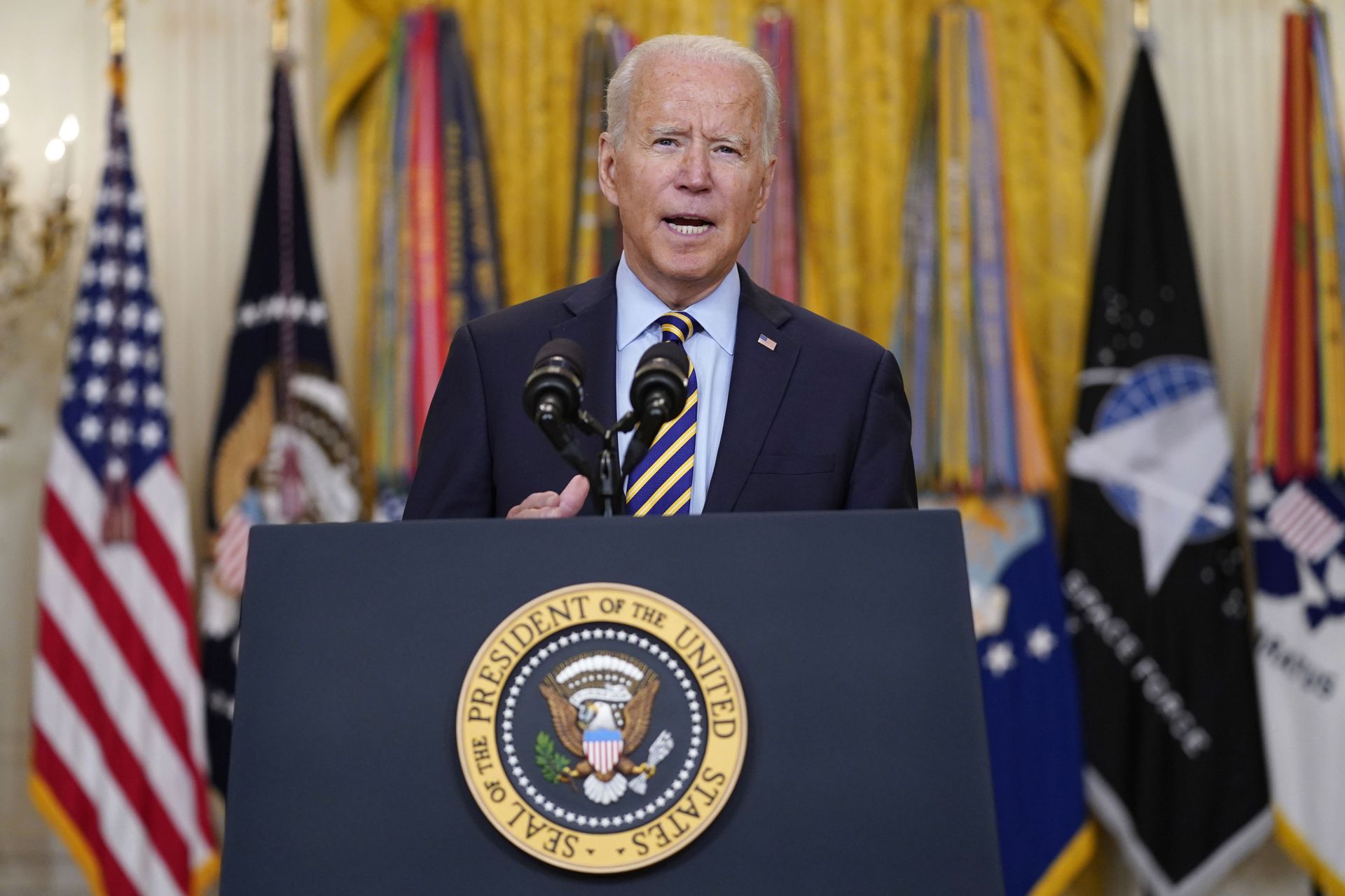President Joe Biden speaks about the American troop withdrawal from Afghanistan, in the East Room of the White House, Thursday, July 8, 2021, in Washington. - Sputnik International, 1920, 07.09.2021