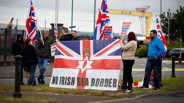 Loyalists protest against the Northern Ireland Brexit protocol at Belfast Harbour Estate, in Belfast, Northern Ireland, July 3, 2021 - Sputnik International