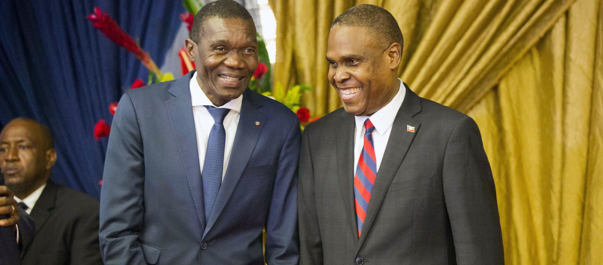 Haiti's new prime minister Jean-Henry Ceant, right, talks to Senate President Joseph Lambert during the nomination ceremony at the national Palace in Port-au-Prince, Haiti, Tuesday, Aug. 7, 2018. Haiti's new prime minister Jean-Henry Ceant, right, talks to Senate President Joseph Lambert during the nomination ceremony at the national Palace in Port-au-Prince, Haiti, Tuesday, Aug. 7, 2018. - Sputnik International, 1920, 09.07.2021