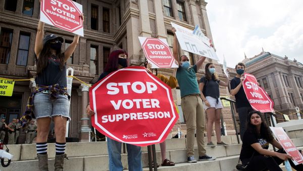 Voting rights activists gather during a protest against Texas legislators who are advancing a slew of new voting restrictions in Austin, Texas, U.S., May 8, 2021 Voting rights activists gather during a protest against Texas legislators who are advancing a slew of new voting restrictions in Austin, Texas, U.S., May 8, 2021 - Sputnik International