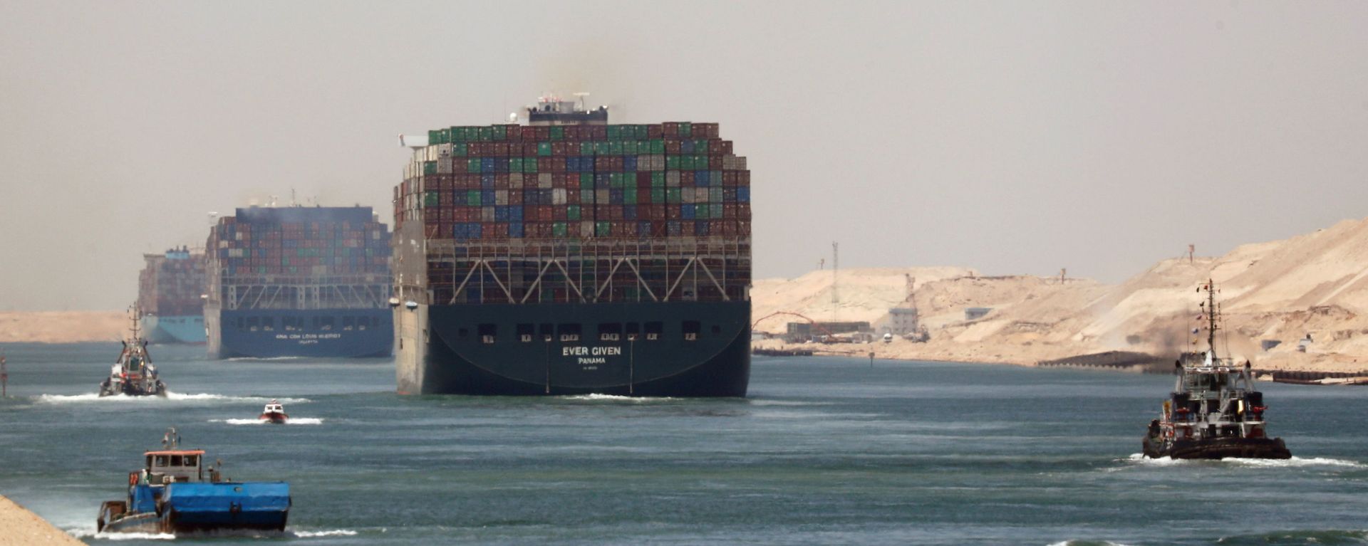 FILE PHOTO: Ever Given, one of the world's largest container ships, sets sail to leave through Suez Canal after the canal authority reached a settlement with the vessel's owner and insurers, in Ismailia, Egypt, July 7, 2021. FILE PHOTO: Ever Given, one of the world's largest container ships, sets sail to leave through Suez Canal after the canal authority reached a settlement with the vessel's owner and insurers, in Ismailia, Egypt, July 7, 2021. - Sputnik International, 1920, 09.09.2021