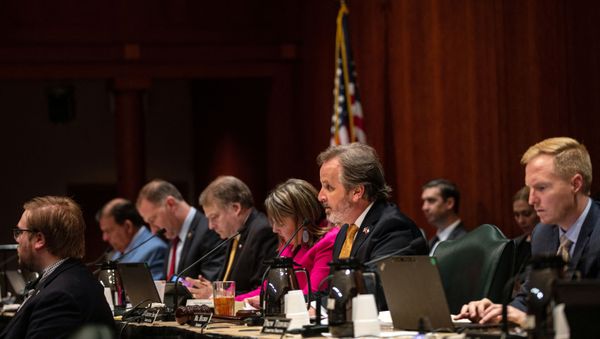 Texas state Sen. Bryan Hughes (R-Mineola) speaks during a Senate Committee on State Affairs hearing considering Senate Bill 1, the election integrity bill filed by Sen. Hughes, at the State Capitol on July 10, 2021 in Austin, Texas. Texas Republicans are moving forward with their effort to overhaul the state's voting laws during the 87th Legislature's special session after a previous attempt was blocked when Texas House Democrats staged a dramatic walkout during the regular session in May. - Sputnik International