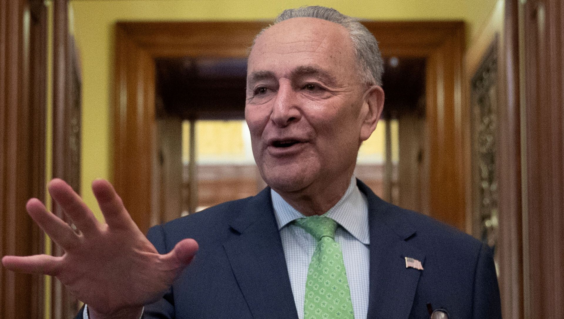 Senate Majority Leader Schumer speaks to news reporters following a deal on infrastructure on Capitol Hill in Washington Senate Majority Leader Schumer speaks to news reporters following a deal on infrastructure on Capitol Hill in Washington - Sputnik International, 1920, 14.07.2021
