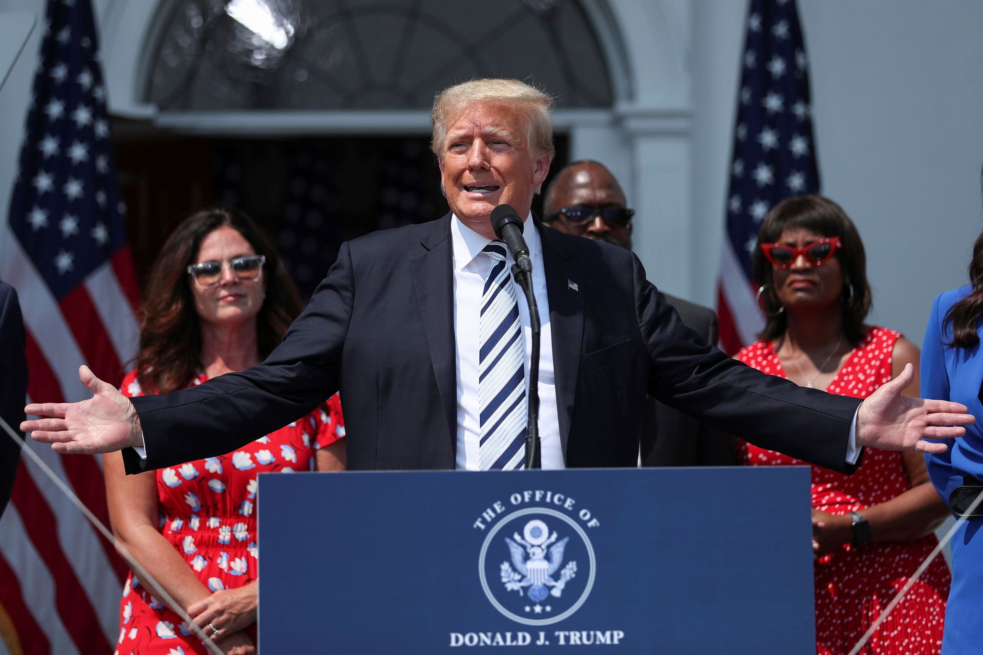 Former U.S. President Donald Trump speaks to media at his golf club in Bedminster, New Jersey, U.S., July 7, 2021. Former U.S. President Donald Trump speaks to media at his golf club in Bedminster, New Jersey, U.S., July 7, 2021. - Sputnik International, 1920, 06.01.2022