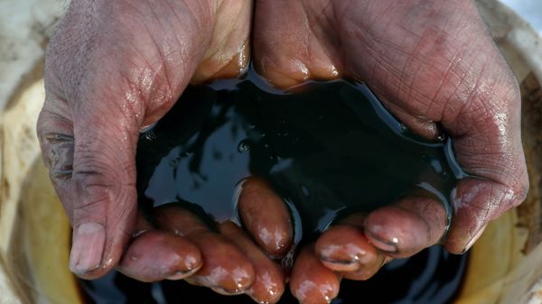 An employee holds a sample of crude oil at the Yarakta oilfield, owned by Irkutsk Oil Co, in the Irkutsk region, Russia on March 11, 2019 - Sputnik International