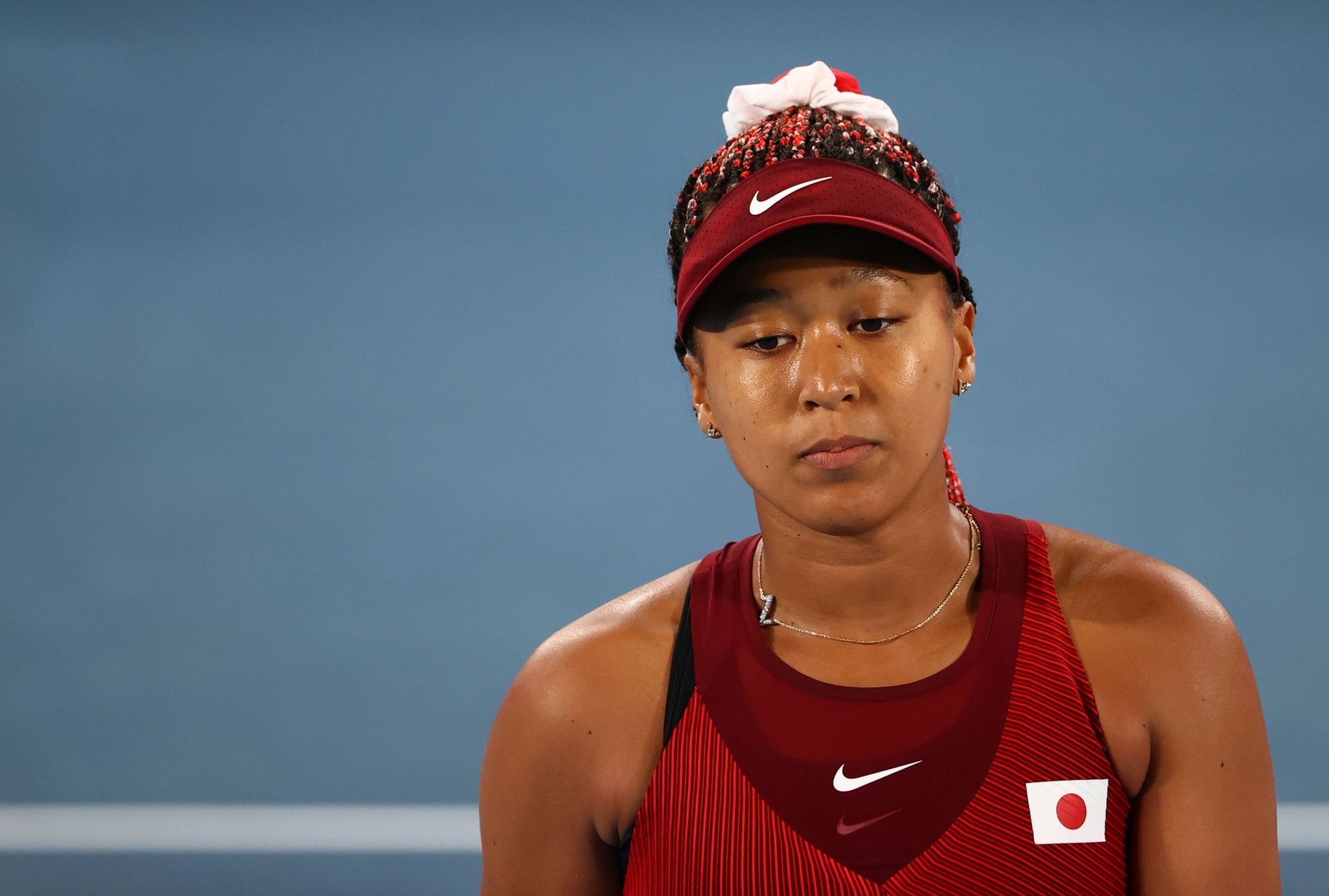 Tokyo 2020 Olympics - Tennis - Women's Singles - Round 3 - Ariake Tennis Park - Tokyo, Japan - July 27, 2021. Naomi Osaka of Japan reacts during her third round match against Marketa Vondrousova of Czech Republic Tokyo 2020 Olympics - Tennis - Women's Singles - Round 3 - Ariake Tennis Park - Tokyo, Japan - July 27, 2021. Naomi Osaka of Japan reacts during her third round match against Marketa Vondrousova of Czech Republic - Sputnik International, 1920, 14.01.2022