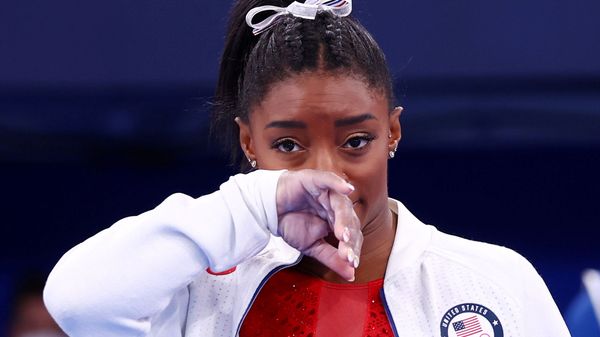 Tokyo 2020 Olympics - Gymnastics - Artistic - Women's Team - Final - Ariake Gymnastics Centre, Tokyo, Japan - July 27, 2021. Simone Biles of the United States during the Women's Team Final Tokyo 2020 Olympics - Gymnastics - Artistic - Women's Team - Final - Ariake Gymnastics Centre, Tokyo, Japan - July 27, 2021. Simone Biles of the United States during the Women's Team Final - Sputnik International