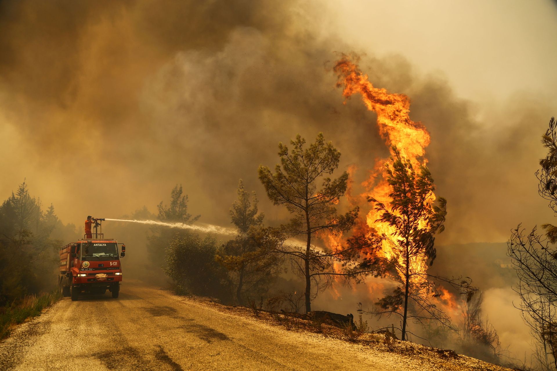 A firefighter extinguishes a forest fire near the town of Manavgat, east of the resort city of Antalya, Turkey, July 30, 2021. REUTERS/Kaan Soyturk A firefighter extinguishes a forest fire near the town of Manavgat, east of the resort city of Antalya, Turkey, July 30, 2021. REUTERS/Kaan Soyturk - Sputnik International, 1920, 07.09.2021
