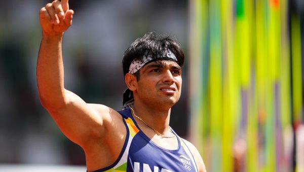 Tokyo 2020 Olympics - Athletics - Men's Javelin Throw - Qualification - Olympic Stadium, Tokyo, Japan - August 4, 2021. Neeraj Chopra of India reacts Tokyo 2020 Olympics - Athletics - Men's Javelin Throw - Qualification - Olympic Stadium, Tokyo, Japan - August 4, 2021. Neeraj Chopra of India reacts - Sputnik International
