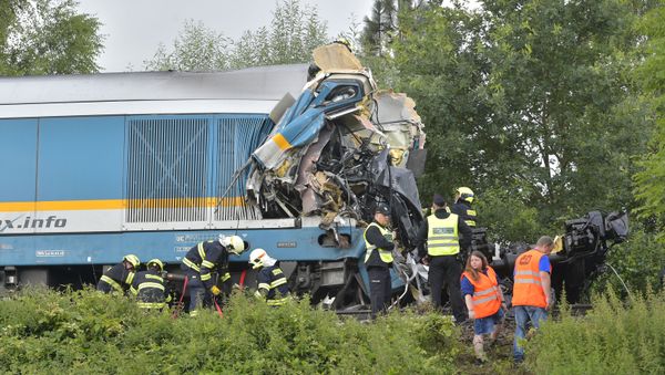 The Western Express Train collided with a passenger train near the village of Milavce between the stations Domazlice and Blizejov, Czech Republic, Wednesday, Aug. 4, 2021.  - Sputnik International