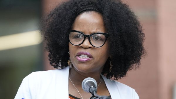 Boston's acting Mayor Kim Janey speaks in Nubian Square during a Juneteenth commemoration, Friday, June 18, 2021, in Boston. - Sputnik International