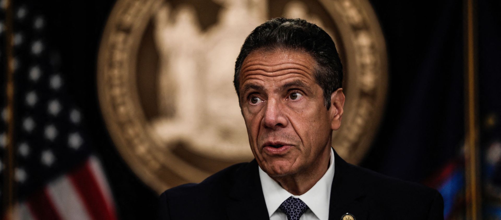 NEW YORK, NY - JULY 01: New York Gov. Andrew Cuomo speaks at a news conference on July 1, 2020 in New York City. The governor expressed alarm at Director of the National Institute for Allergy and Infectious Diseases Dr. Anthony Fauci's recent prediction that there could be 100,000 new Covid-19 cases per day and provided a number of updates related to an increase of states where out-of-state visitors will be required to quarantine for 14 days.  - Sputnik International, 1920, 06.08.2021