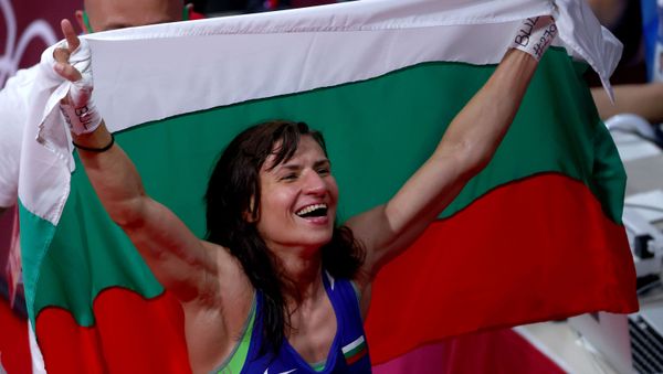 Stoyka Krasteva of Bulgaria celebrates her win  against Buse Naz Cakiroglu of Turkey. Tokyo 2020 Olympics - Boxing - Women's Flyweight - Final - Kokugikan Arena - Tokyo, Japan - August 7, 2021. - Sputnik International