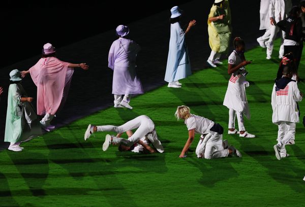 Athletes from the United States participate in the closing ceremony. - Sputnik International
