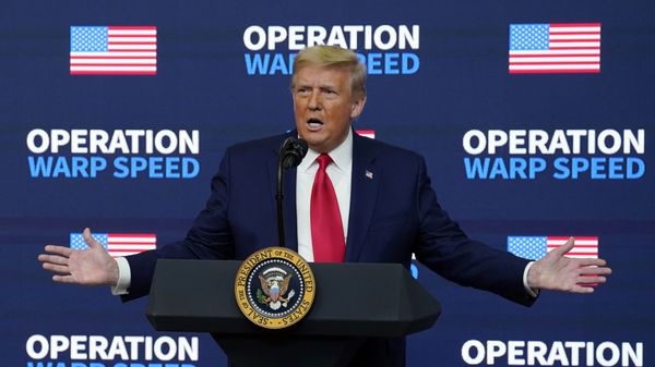 FILE - In this Tuesday, Dec. 8, 2020, file photo, then-President Donald Trump speaks during an Operation Warp Speed Vaccine Summit on the White House complex, in Washington. In President Joe Biden's war against the coronavirus, former President Trump hardly exists. (AP Photo/Evan Vucci, File) - Sputnik International