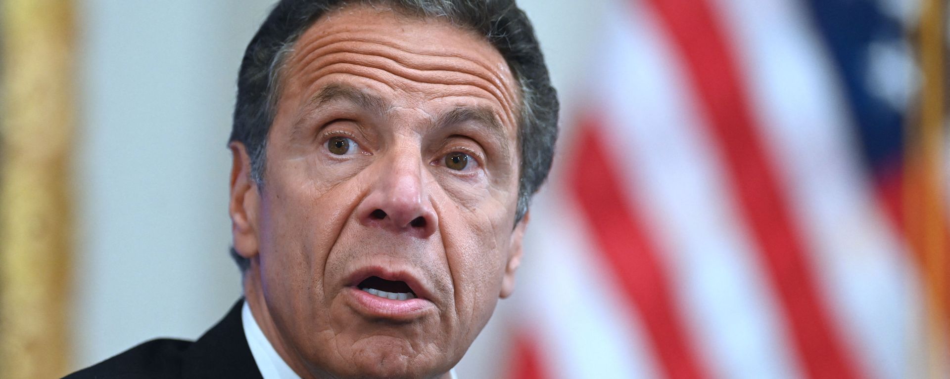 In this file photo Governor of New York Andrew Cuomo speaks during a press conference at the New York Stock Exchange (NYSE) on May 26, 2020 at Wall Street in New York City. In this file photo Governor of New York Andrew Cuomo speaks during a press conference at the New York Stock Exchange (NYSE) on May 26, 2020 at Wall Street in New York City. - Sputnik International, 1920, 31.10.2021