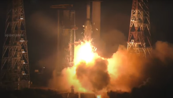 Screenshot from a video by India's Space Agency ISRO showing the launch of the EOS-03 atop the GSLV-F10 - Sputnik International