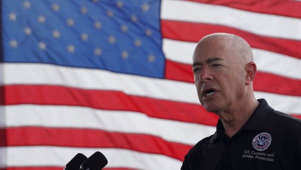 U.S. Secretary of Homeland Security Alejandro Mayorkas speaks during a news conference at Border Patrol Fort Brown Station in Brownsville, Texas, U.S., August 12, 2021 - Sputnik International