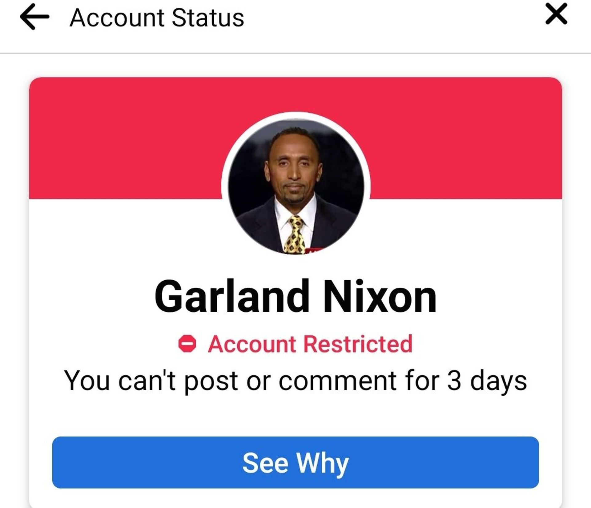 Screenshot provided by Garland Nixon shows the account notification issued by Facebook moments after he shared a post regarding the Daily Mail's exclusive coverage on Hunter Biden. Screenshot provided by Garland Nixon shows the account notification issued by Facebook moments after he shared a post regarding the Daily Mail's exclusive coverage on Hunter Biden. - Sputnik International, 1920, 07.09.2021