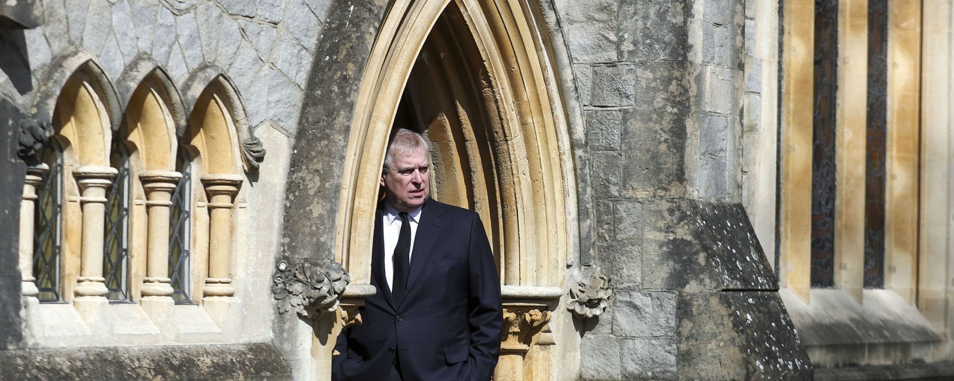 Britain's Prince Andrew attends the Sunday service at the Royal Chapel of All Saints at Royal Lodge, Windsor, following the death announcement of his father, Prince Philip, in England, Sunday, April 11, 2021. Britain's Prince Andrew attends the Sunday service at the Royal Chapel of All Saints at Royal Lodge, Windsor, following the death announcement of his father, Prince Philip, in England, Sunday, April 11, 2021. - Sputnik International, 1920, 11.09.2021