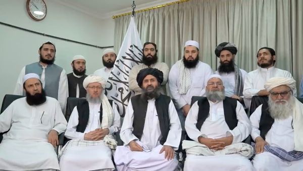 A still image taken from video shows Mullah Baradar Akhund, a senior official of the Taliban, making a video statement - Sputnik International