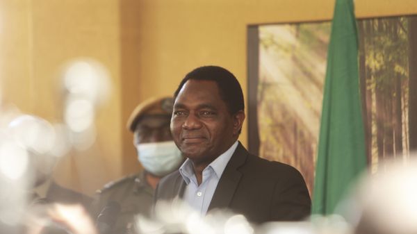 Zambian president elect Hakainde Hichilema addresses a press conference at his residence in Lusaka, Zambia, Monday Aug, 16, 2021.  Hichilema has won the southern African country's presidency after defeating President Edgar Lungu with more than 50% of the vote. - Sputnik International